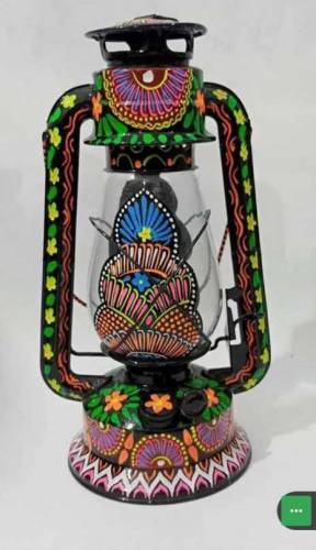 Beautiful Kerosene lantern Antique Hand Painted Pakistani Truck Art