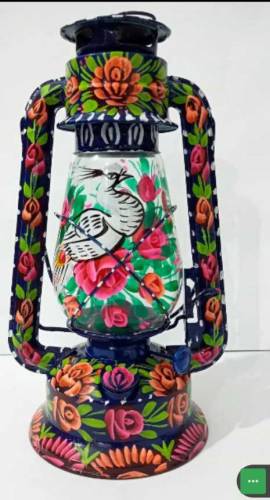 Beautiful Kerosene lantern Antique Hand Painted Pakistani Truck Art