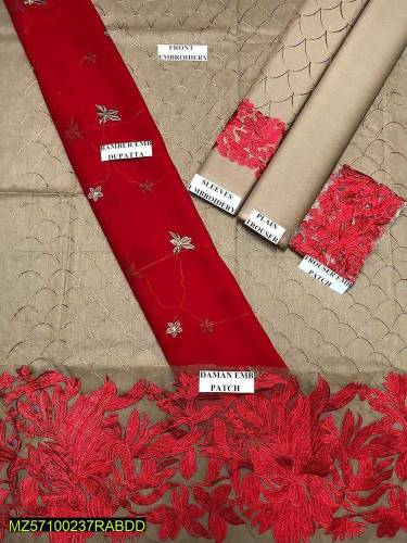  3pcs Unstitched Embroidery suit