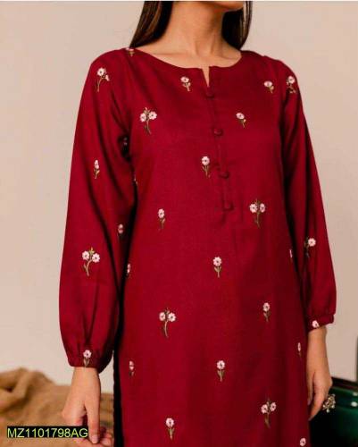 2 PCS WOMEN'S Stitched linen Embroidered Suit 