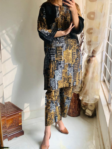 2 Piece Stitched Linen Printed Suit