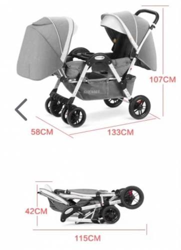 Twin Pram Imported only 1 time used in new condition. Brand: SHENMA 