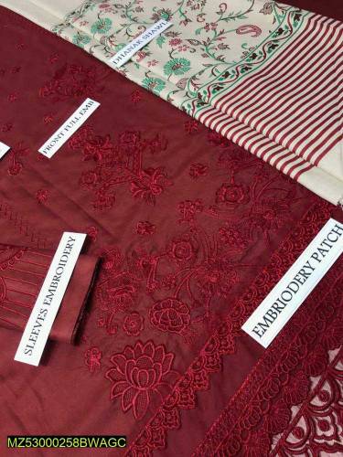 3 pcs women unstitched Dahnak embroidered suit