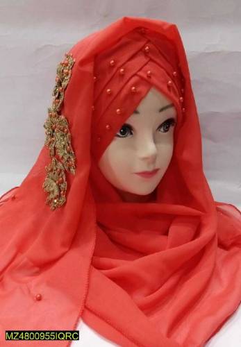 woman's fancy chiffon hijab with stones 