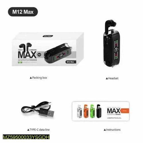 M12 Max Digital Display Wireless Earbuds 