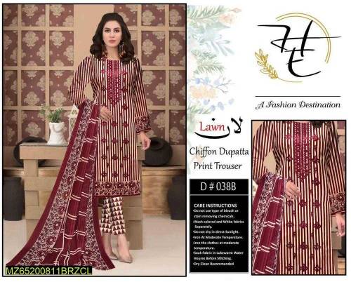•  Fabric: Lawn•  Shirt Front: Sequins Embroidered•  Sleeves: Embroide