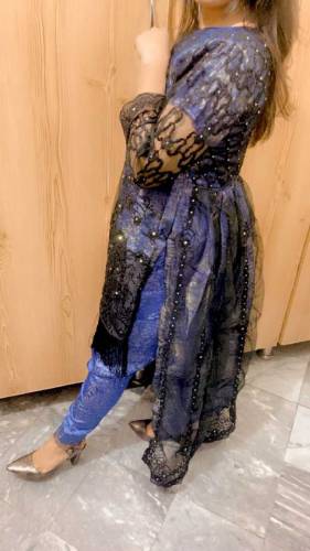 Descent And unique blue-black tale fancy frock