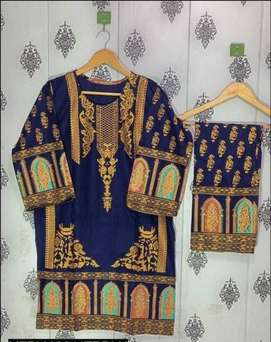 Women's 2pcs stitched linen printed suit