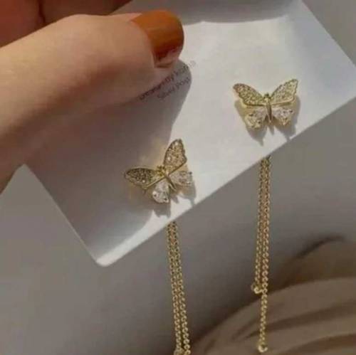 Butterfly hanging chain earring 