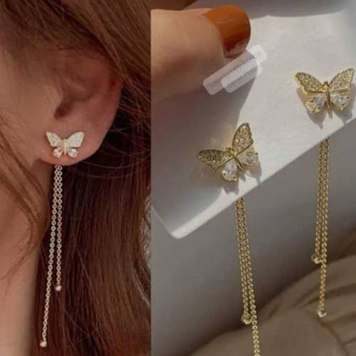 Butterfly hanging chain earring 