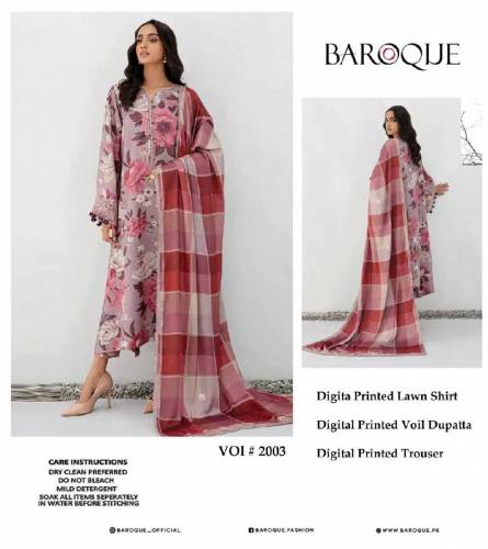 BAROQUE DIGITAL PRINT LAWN ALLOVER 3Pc
