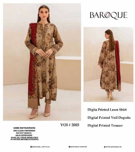 BAROQUE DIGITAL PRINT LAWN ALLOVER 3Pc