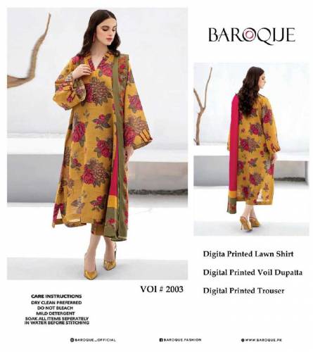 BAROQUE DIGITAL PRINT LAWN ALLOVER 3Pc