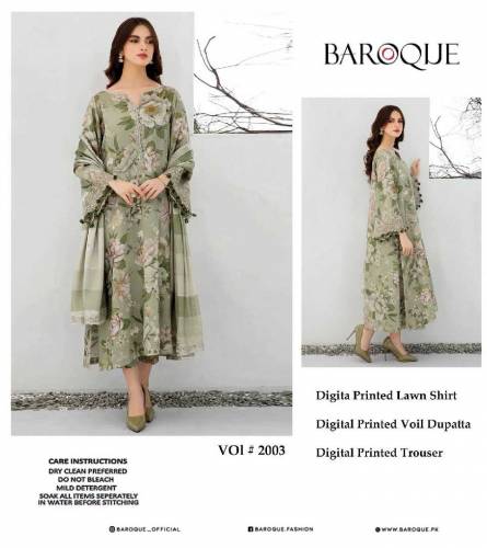 BAROQUE DIGITAL PRINT LAWN ALLOVER 3Pc