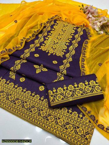 3 Pcs Women's Stitched Lawn Embroidered Suite