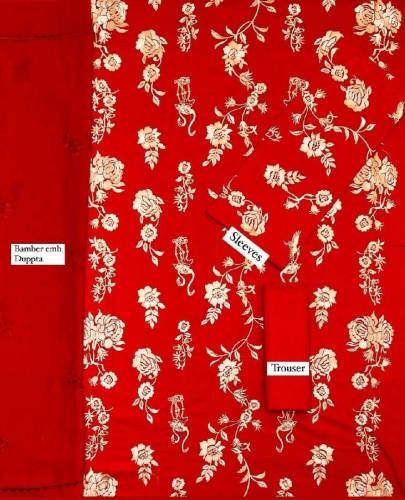 3 Pcs Unstitched lawn suit 