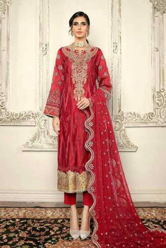 3 Pcs Unstitched lawn suit 