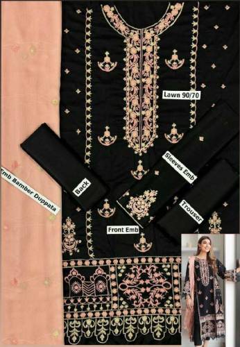 3 Pcs Unstitched lawn suit 