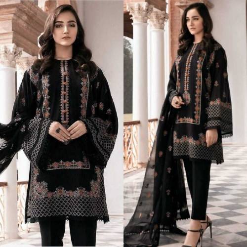 3 Pcs Unstitched lawn suit 