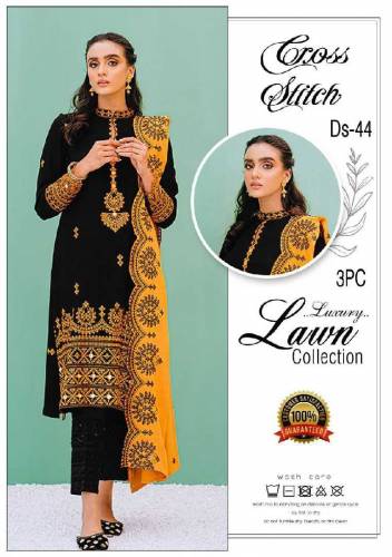 3 Pcs Unstitched lawn suit 