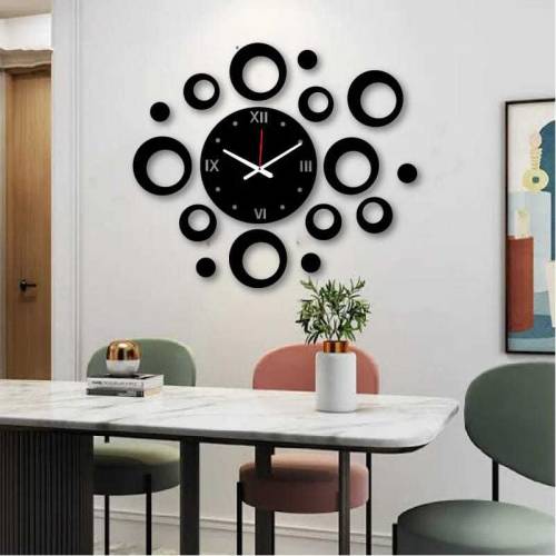3D Wooden Wall Clock Available for Home Decoration 