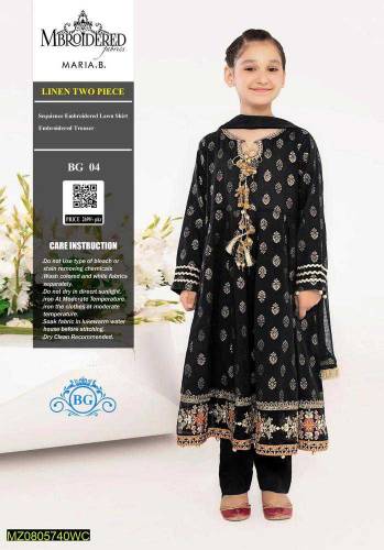 2 pice girl unstitched linen embroidered suit 