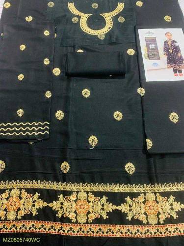 2 pice girl unstitched linen embroidered suit 