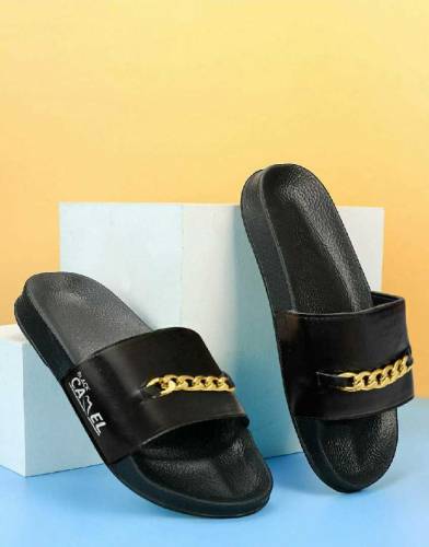 Black Camel PVC Tassel Style Slide