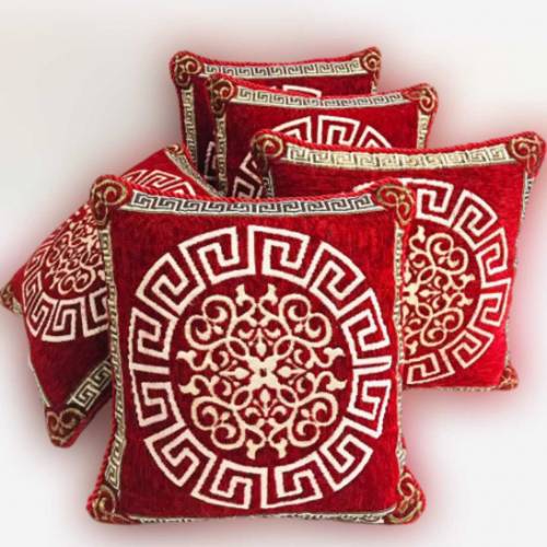 5 Pcs Velvet Jayquard Cushion Covers Set 