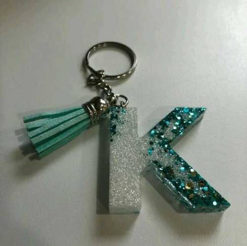 resin alphabet keychain