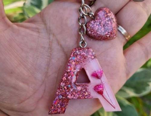 resin alphabet keychain