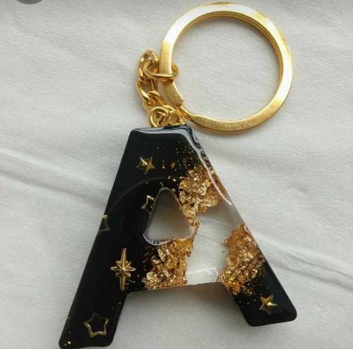 resin alphabet keychain