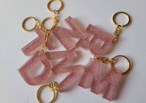 resin alphabet keychain