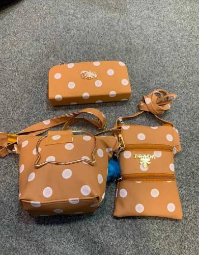  3 Pc Black Polka Dot Purse