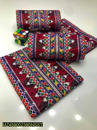 3 Pcs Women's Unstitched LawnEmbroidered Suit 