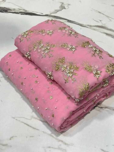 2pc unstitched fancy embroidered dress