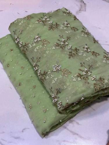 2pc unstitched fancy embroidered dress