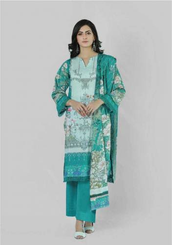 3 Pcs bareeq lawn printed suit pearl vintage