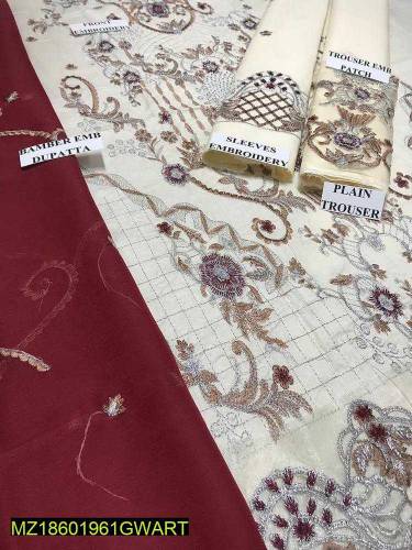 •  Fabric: Lawn•  Shirt Front: Embroidered•  Neckline: Embroidered Pat