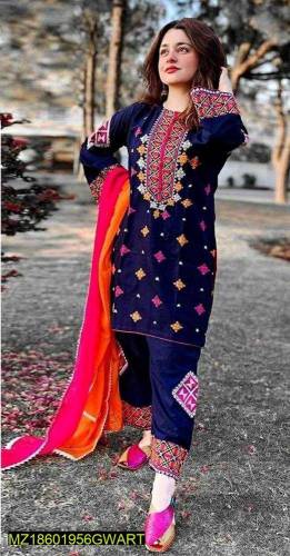 •  Fabric: Lawn•  Shirt Front: Embroidered•  Neckline: Embroidered Pat