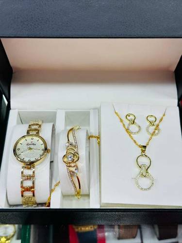 Jewellery Set New Design women watch, earrings, bracelets and necklace