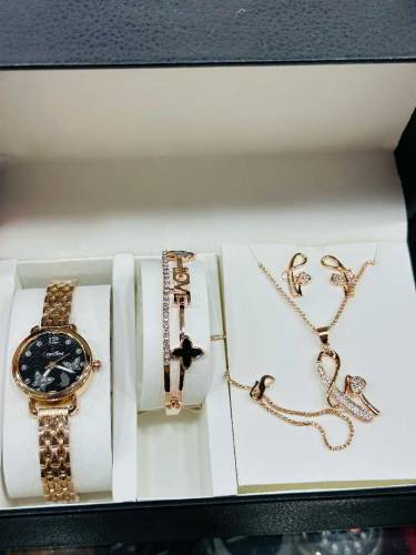 Jewellery Set New Design women watch, earrings, bracelets and necklace