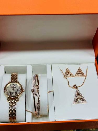 Jewellery Set New Design women watch, earrings, bracelets and necklace