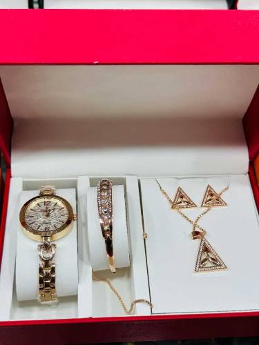 Jewellery Set New Design women watch, earrings, bracelets and necklace