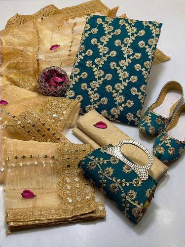 5 pcs woman fancy organza Embroidered suiy