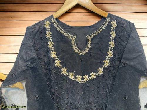 3 Pcs Women Stitched Net Embroidered Suit__Ulfut