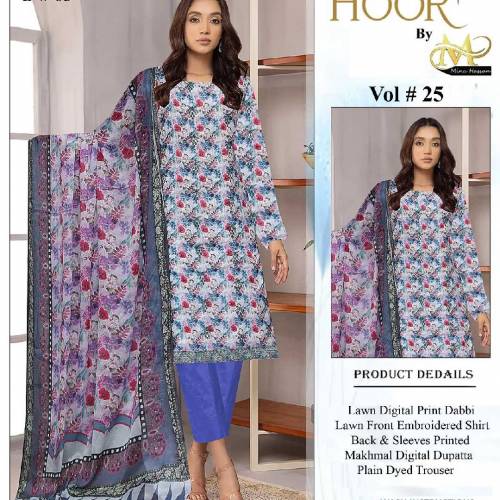 Lawn Digital Print Dabbi Lawn Front Embroidered Shirt Back & Sleeves P