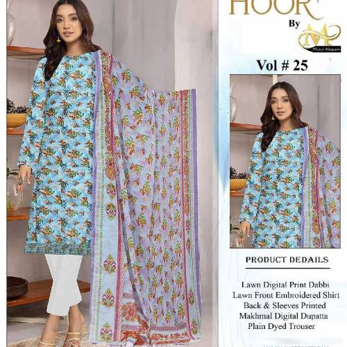 Lawn Digital Print Dabbi Lawn Front Embroidered Shirt Back & Sleeves P