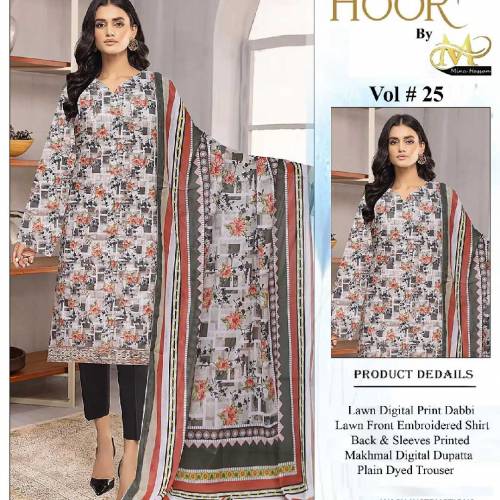 Lawn Digital Print Dabbi Lawn Front Embroidered Shirt Back & Sleeves P