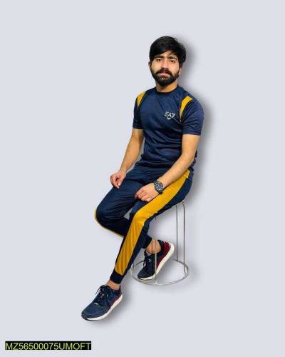 2 PCs men polyester track siut 